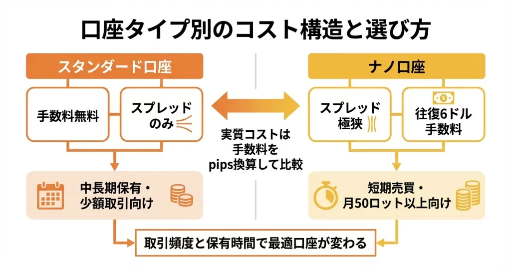 口座タイプによるスプレッドと取引コストの違い