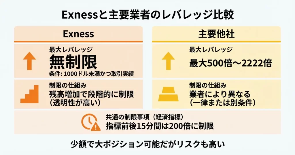 Exnessのレバレッジを他社と比較｜優位性はどこにあるか