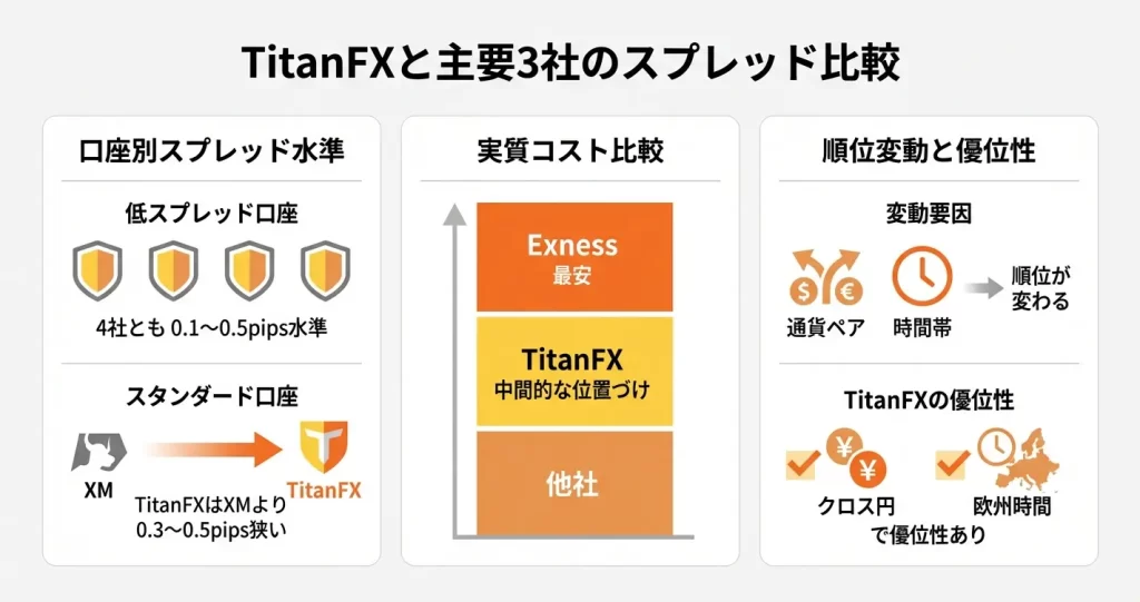 TitanFXと他社のスプレッド比較｜主要海外FX業者との位置づけ