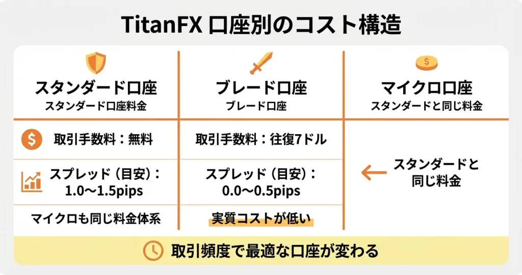TitanFXのスプレッド体系｜2つの口座タイプで異なる料金構造