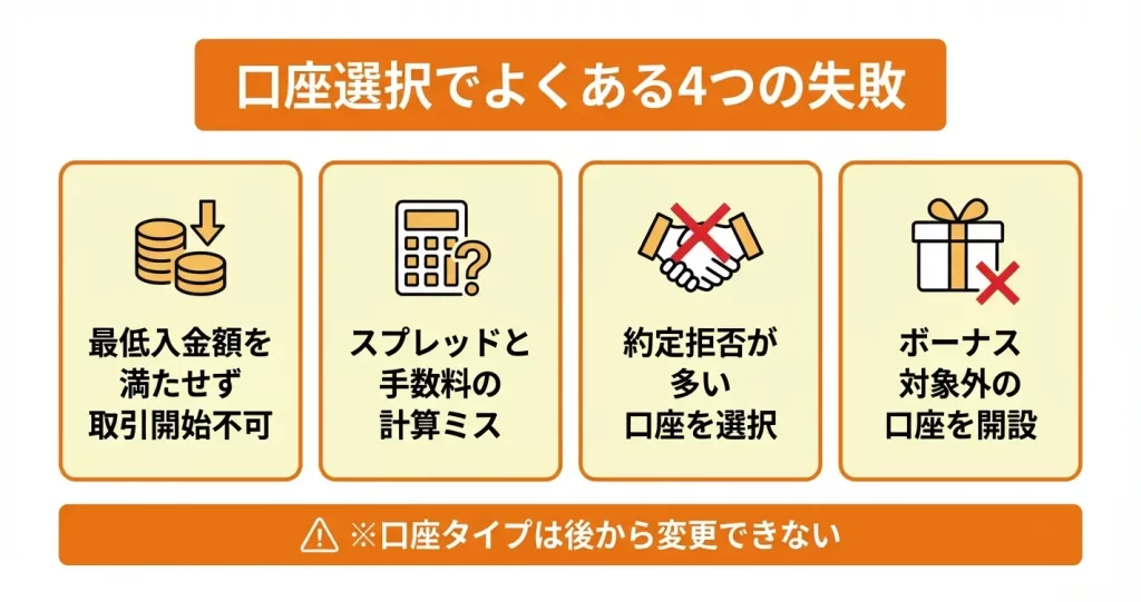 Exness口座タイプ選択でよくある失敗と注意点
