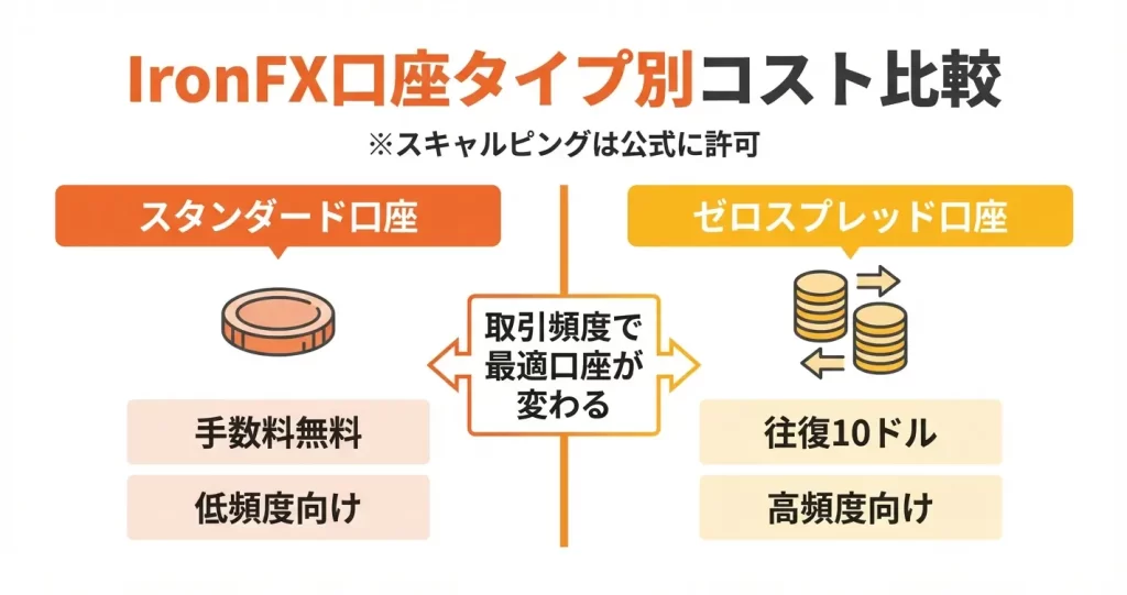 IronFXの口座タイプ別スキャルピング環境