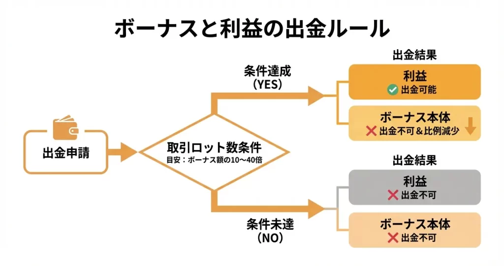 ボーナスの出金条件と利益の扱い