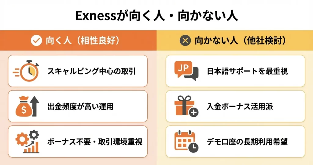 Exnessはこんな人におすすめ・おすすめしない人