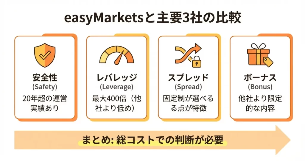 easyMarketsと他の海外FX業者との比較