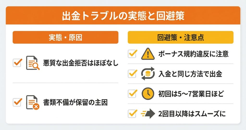出金拒否やトラブルの実態は?