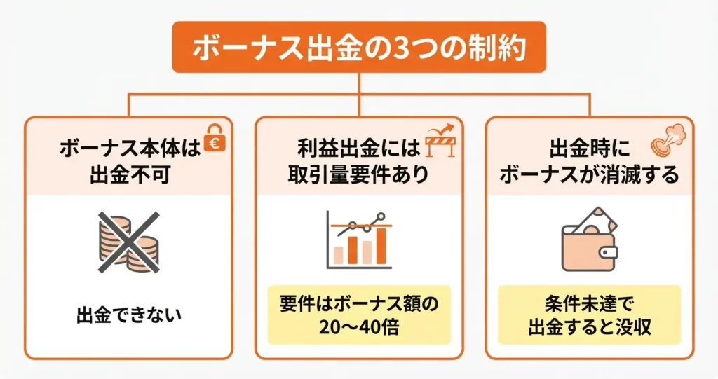 TradersTrustボーナスの出金条件と注意点