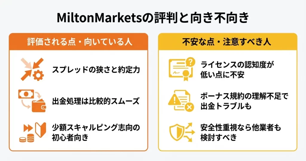 MiltonMarketsの評判まとめ：利用者の声から見えた実態