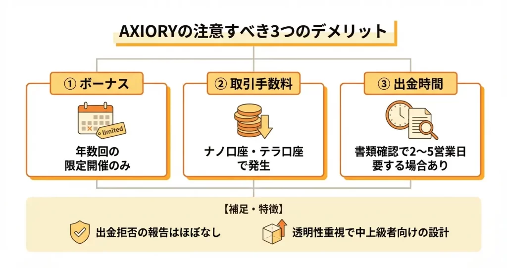 AXIORYの悪い評判・デメリット