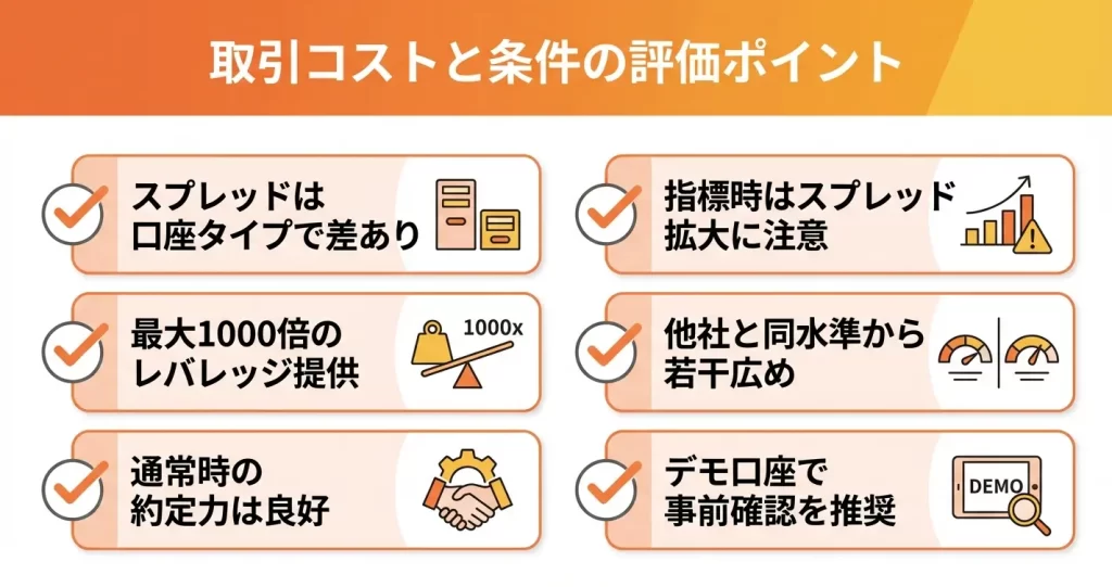 取引条件とスプレッドに関する評価