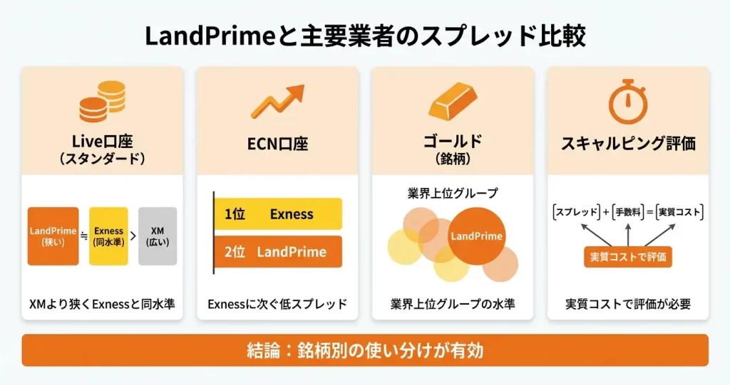 LandPrimeと他社のスプレッド比較