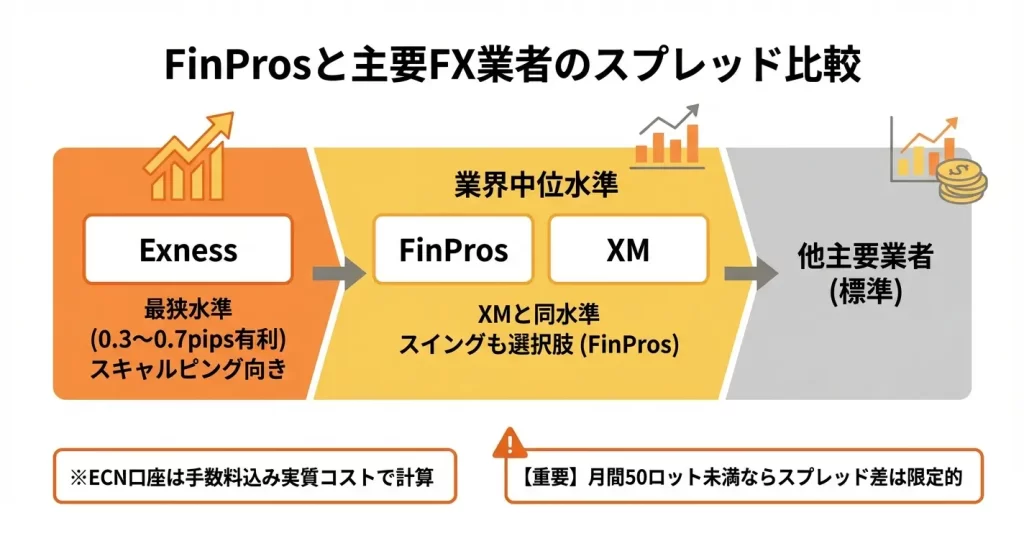 FinProsと他社FX業者のスプレッド比較