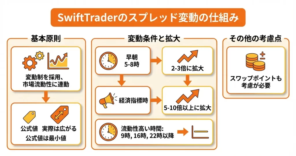 SwiftTraderのスプレッド方式と変動条件