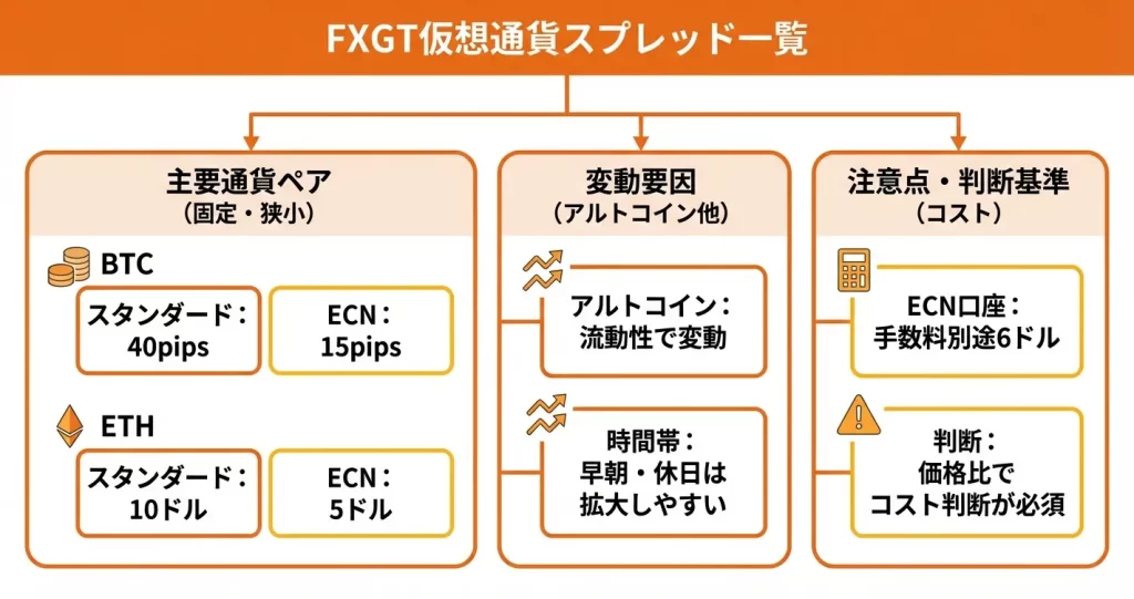 FXGTの仮想通貨スプレッド一覧