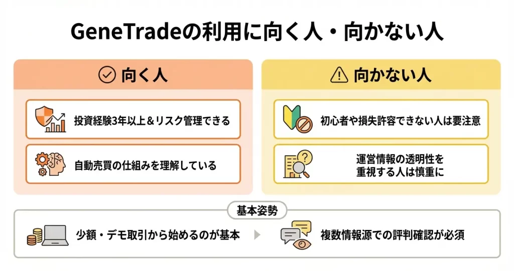 GeneTradeの評判から見えた「向いている人・向いていない人」
