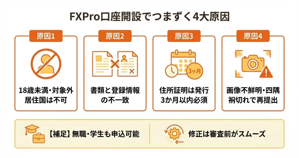 FXPro口座開設時の注意点とよくある失敗