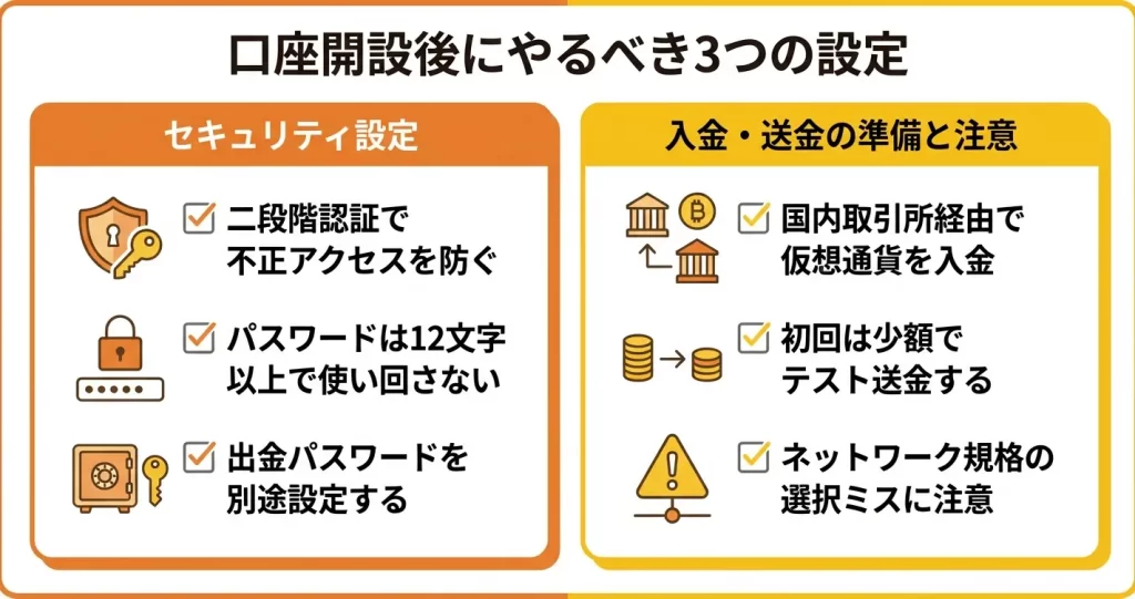Bitget口座開設後の初期設定|セキュリティ強化と入金準備