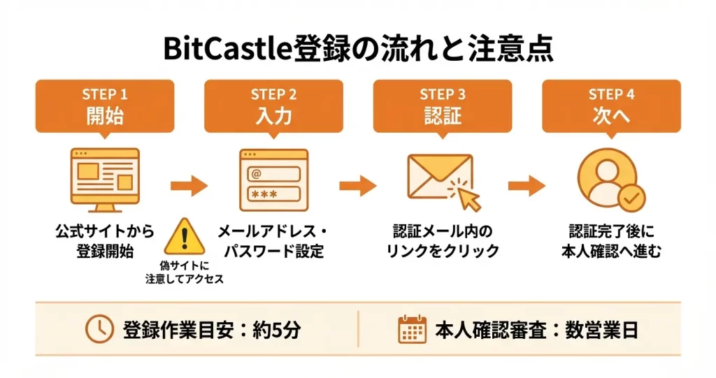 【ステップ1】BitCastle公式サイトでアカウント登録する方法