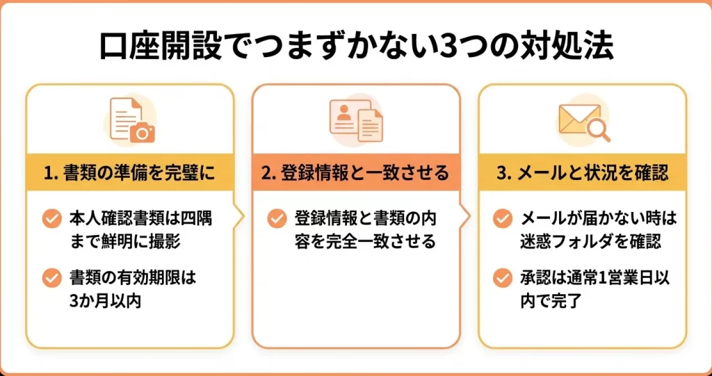 口座開設でよくあるエラーと解決方法