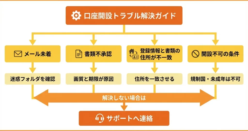 口座開設でよくあるトラブルと解決方法