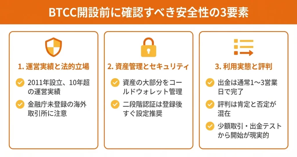 BTCCの安全性と信頼性｜開設前に知っておくべきポイント