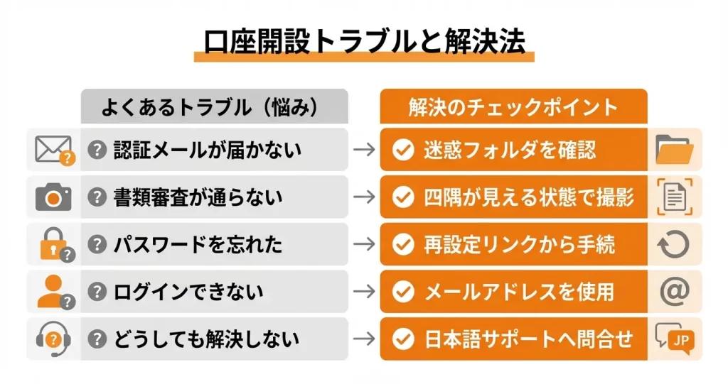 TradersTrust口座開設でよくあるトラブルと解決策